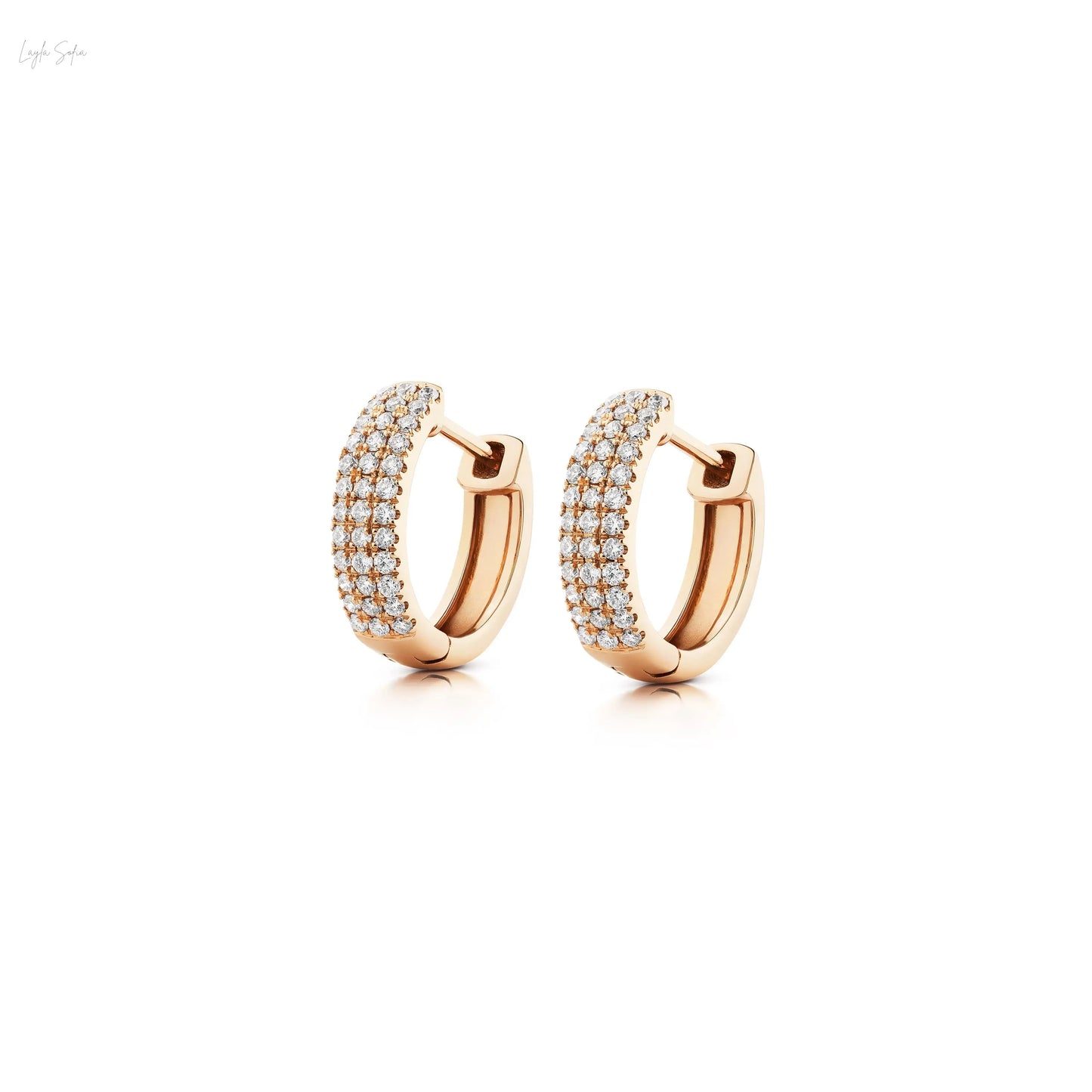 Triple Row Diamond Hoop Earrings LaylaSofia